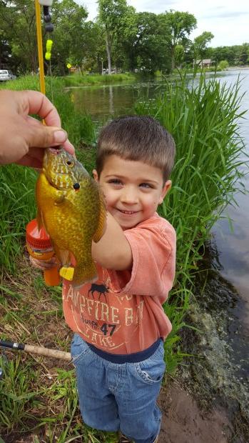 Cole Funkhouser, 4, of White Bear Lake pulled this sunnie from the depths of an undisclosed North St. Paul locations June 2. (Photo courtesy Ellie Funkhouse)