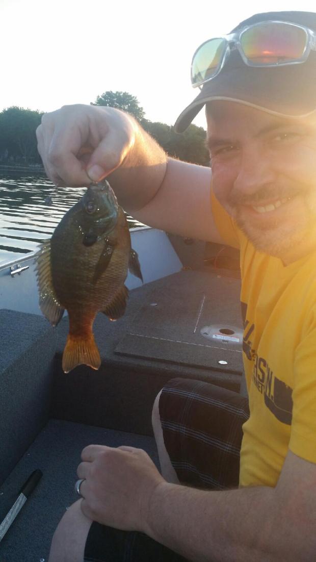 Eric Jokinen of St. Paul caught this sunfish May 29 on White Bear Lake. (Photo courtesy Eric Jokinen)