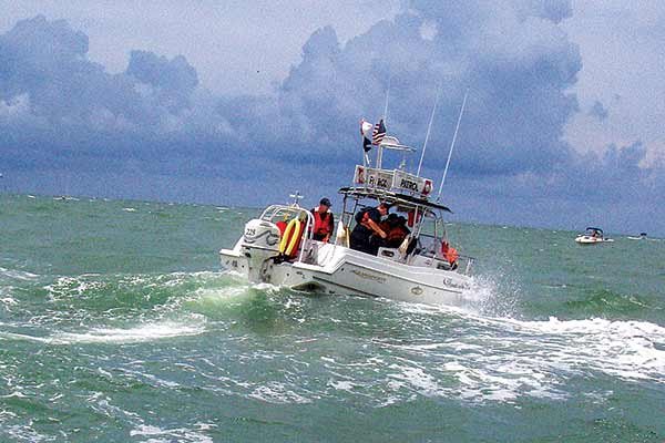 Photo of boaters encounter large waves